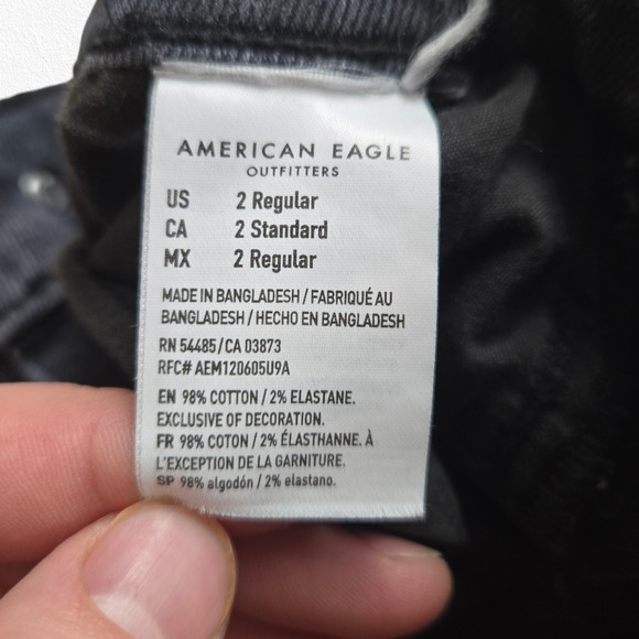 American Eagle Washed Black High Rise Jeggings Super Stretch Skinny Jeans Size 2 - Picture 6 of 9